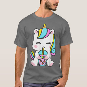 Cute Kawaii unicorn Boba belle tea Anime for Wome T-shirt