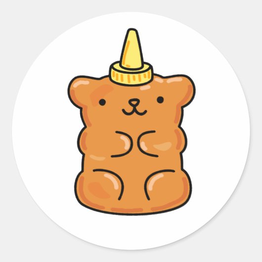 Cute Kawaii Unicorn Gummy Beer Ronde Sticker (Voorkant)