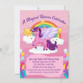 Cute Kawaii Unicorn Invitations d'anniversaire (Devant)