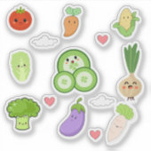 Cute Kawaii Vegetable Stickers (Voorkant)