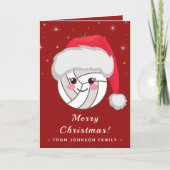 Cute Kawaii Volleybal Bal Kerstman Hoed Kerstsfeer Kaart (Voorkant)