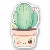 Cute Kawaii Wink Plant Cactus Sticker (Voorkant)