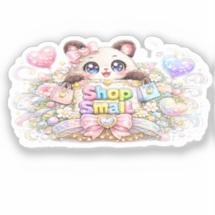 Cute Kawaii Winkel Kleine Zakelijke Kat Pastel Roz Sticker
