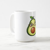 Cute Kawaii Winking Avocado with Glasses Koffiemok (Voorkant links)