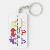 Cute Kawaii Witch Sisters Cats Name Monogram Sleutelhanger (achterkant)