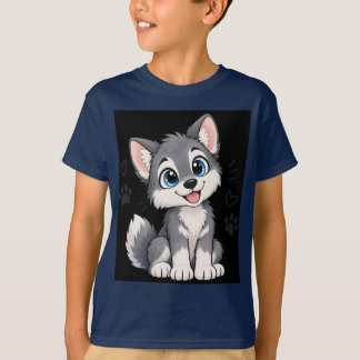 Cute Kawaii Wolf Pup Kinder T-Shirt