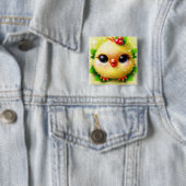 Cute Kawaii Yellow Baby Chick Vierkante Button 5,1 Cm (In situ)
