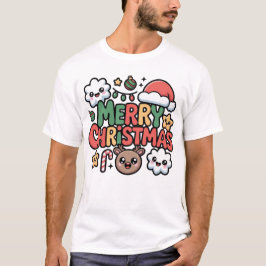 Cute Kawaii Zalig Kerstfeest Vakantie Cartoon T-Sh T-shirt