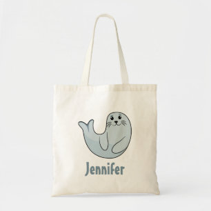 Cute kawaii zeehond emoji stijl tote bag