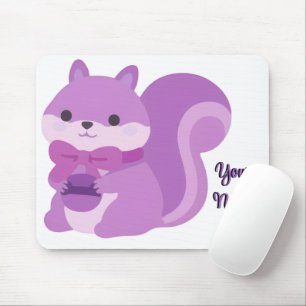 Cute Kawaii Zittende Eekhoorn Paarse Aangepaste Mu Muismat