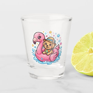 Cute Kawaii Zomer Puppy Flamingo Zwembad FloatStic Shot Glas
