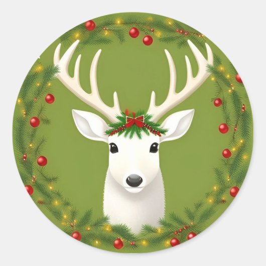 Cute kermas hert ronde sticker (Voorkant)