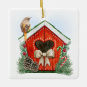 Cute kerst Birdhouse Keramisch Ornament (Voorkant)