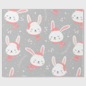 Cute kerst Bunny Pattern Cadeaupapier (Vlak)