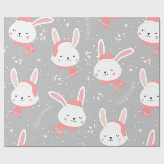 Cute kerst Bunny Pattern Cadeaupapier (Vlak)