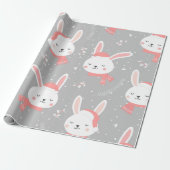 Cute kerst Bunny Pattern Cadeaupapier (Uitgerold)