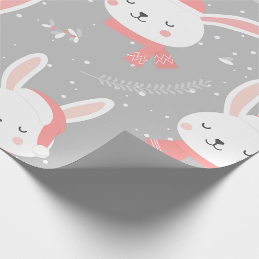 Cute kerst Bunny Pattern Cadeaupapier (Hoek)