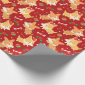 Cute kerst Corgi Cadeaupapier (Hoek)