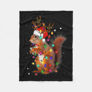 Cute Kerst Eekhoorn Lichtjes Rendier Kerstmis Fleece Deken