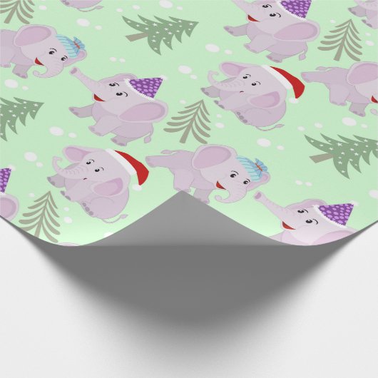 Cute kerst elphant Patroon Cadeaupapier (Hoek)
