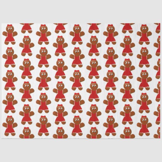 Cute kerst Gingerbrood Girl Tissuepapier (Voorkant)