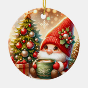 Cute kerst Gnome Keramisch Ornament