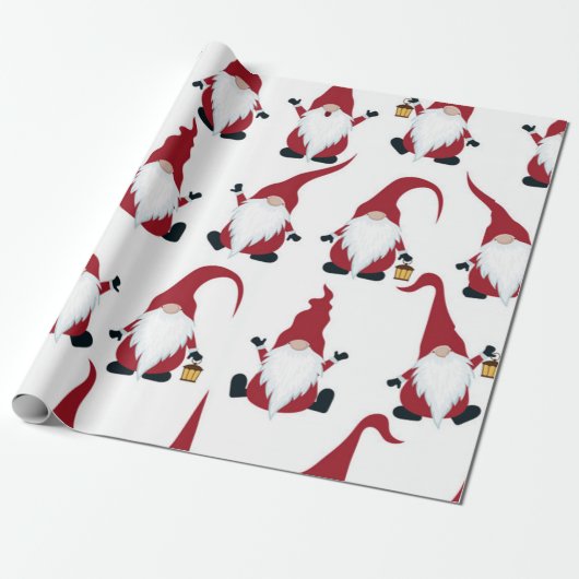 Cute kerst gnoome Patroon Cadeaupapier (Uitgerold)