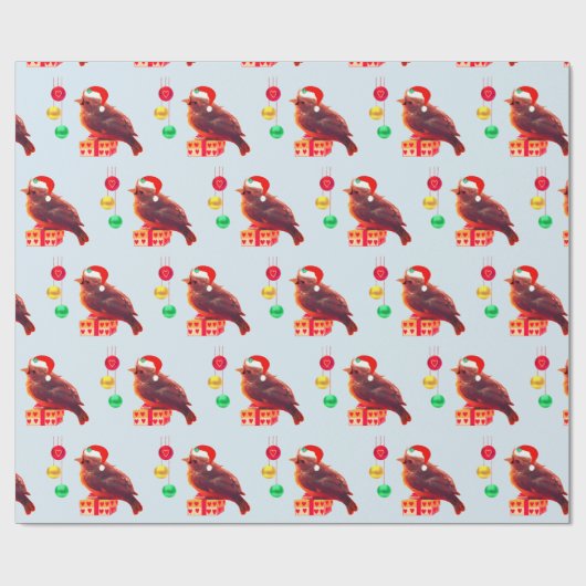 Cute kerst Little Bird Cadeaupapier (Vlak)