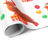 Cute kerst Little Bird Cadeaupapier (Rol Hoek)