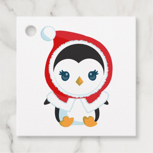 Cute kerst Penguin Bedankjes Labels (Voorkant)