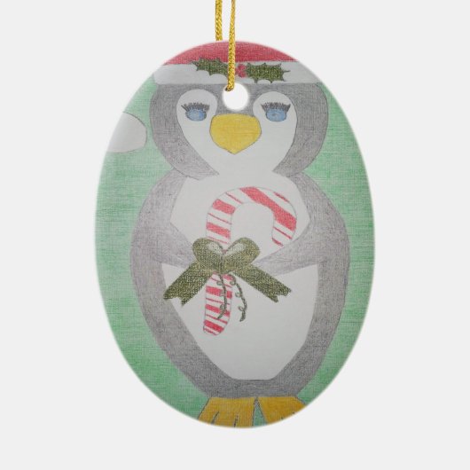 Cute kerst Penguin Keramisch Ornament (Achterkant)