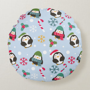 Cute kerst Penguin Rond Kussen