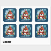 Cute kerst Penguin Vierkante Sticker (Vel)