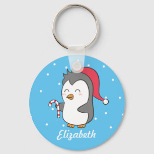 Cute Kerst Pinguïn Candy Cane Kinderen Sleutelhang Sleutelhanger