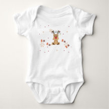 Cute Kerst Reindeer Baby Bodysuit