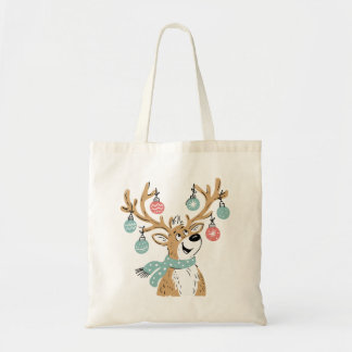 Cute Kerst Reindeer Gewei Ornamenten Boodschappent Tote Bag