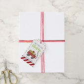 Cute Kerst Rode Gestreepte Prettig Kerst Geschenk Cadeaulabel (Met Touw)
