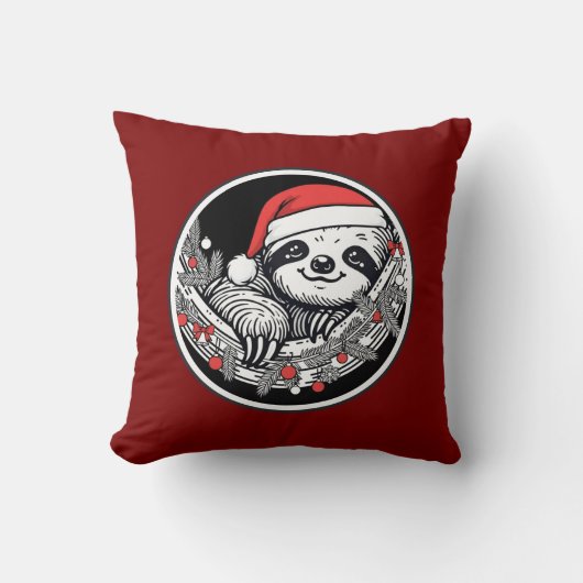 Cute Kerst Sloth Kussen (Voorkant)