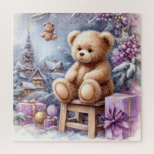 Cute kerst Teddy Bear Legpuzzel (Verticaal)