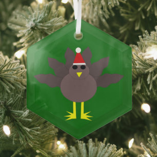 Cute kerst Turkije Glas Ornament
