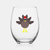 Cute kerst Turkije Wijnglas Zonder Voet (Voorkant)