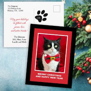 Cute Kerst Tuxedo Kat Ansichtkaart Feestdagenkaart