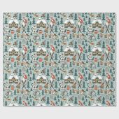 Cute kerst Woodland Animals Cadeaupapier (Vlak)