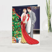 Cute Kerstart deco-koppel toevoegen bericht Feestdagen Kaart (Voorkant)