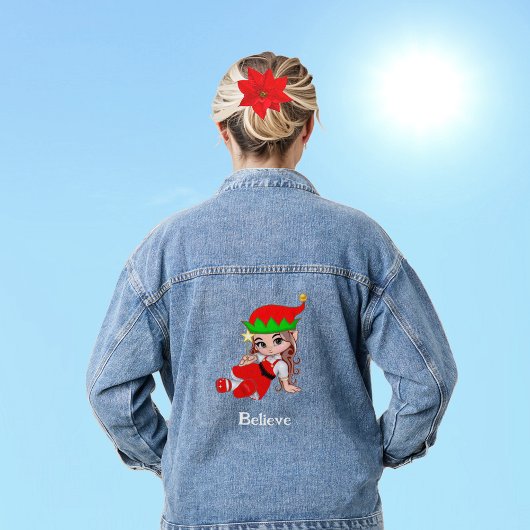 Cute kerstavond Elf Denim Jacket