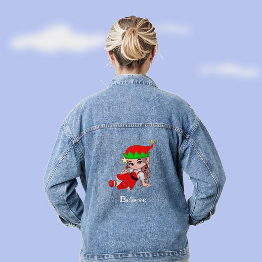 Cute kerstavond Elf Denim Jacket