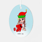 Cute kerstavond Elf Metalen Ornament (Voorkant links)
