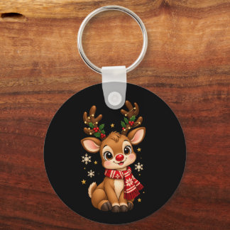 Cute Kerstbaby Rendier Rode Sjaal Sleutelhanger
