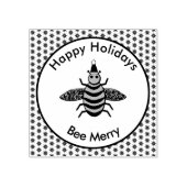 Cute Kerstbee en Poinsettia Flowers Custom Rubberstempel (Afrduk)