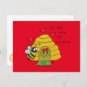 Cute Kerstbee Funny Holiday Cartoon Briefkaart (Voorkant / Achterkant)